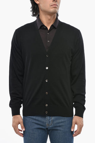 CC COLLECTION Einfarbiger Wollcardigan mit V-Ausschnitt