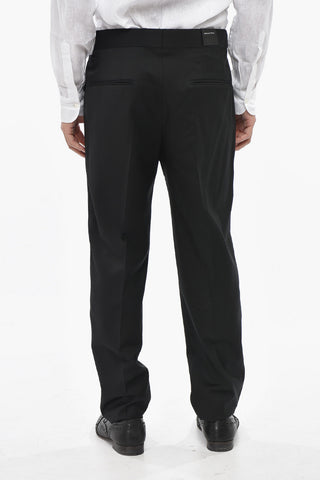 ADANI Pantaloni P-HERMITAGE in Lana Vergine a 1 Pince con Banda Laterale in Satin