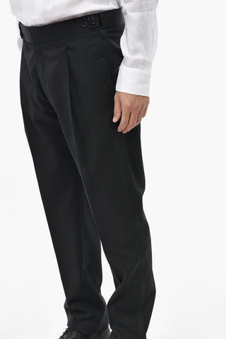 ADANI Pantaloni P-HERMITAGE in Lana Vergine a 1 Pince con Banda Laterale in Satin