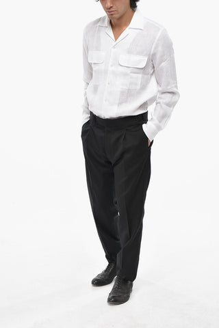 ADANI Pantaloni P-HERMITAGE in Lana Vergine a 1 Pince con Banda Laterale in Satin