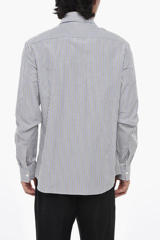 Striped Cotton And Linen Shirt With Hidden Button Placket