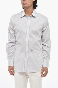 Camicia RELAX DAN UBALDO in Popeline di Cotone a Righe con Logo Stampato