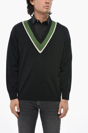 Pullover aus Merinowolle mit V-Ausschnitt und Cut-Out-Details