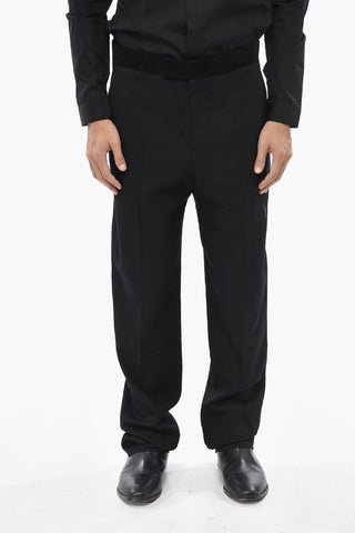 Solid Wool Trousers with Velour Finish