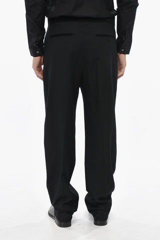 Solid Wool Trousers with Velour Finish