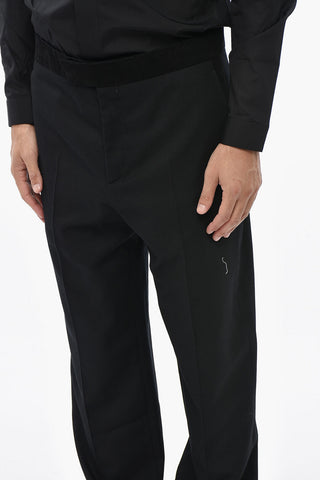 Solid Wool Trousers with Velour Finish
