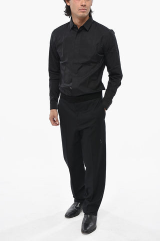 Solid Wool Trousers with Velour Finish