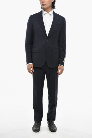CC COLLECTION Solid Virgin Wool Suit with Classic Lapel