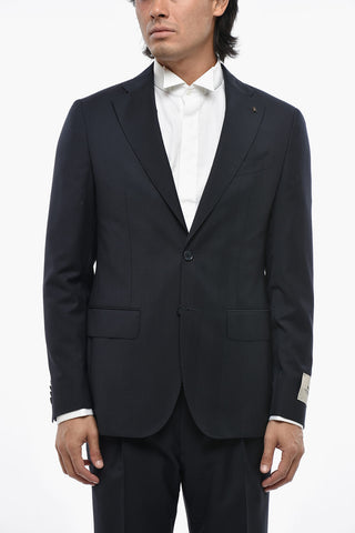 CC COLLECTION Solid Virgin Wool Suit with Classic Lapel