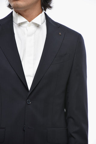 CC COLLECTION Solid Virgin Wool Suit with Classic Lapel