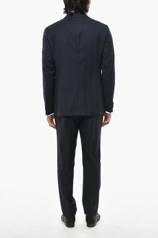 CC COLLECTION Solid Virgin Wool Suit with Classic Lapel