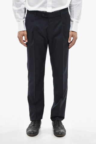 CC COLLECTION Solid Virgin Wool Suit with Classic Lapel