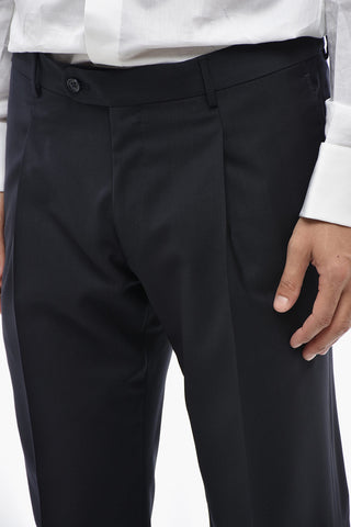 CC COLLECTION Solid Virgin Wool Suit with Classic Lapel