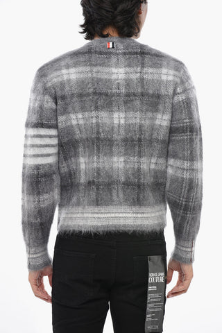 Maglia Girocollo Relaxed Fit in Misto Mohair a Fantasia Tartan