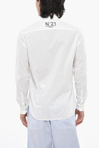 Cotton Shirt with Printed Logo