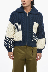 Pullover mit Reißverschluss PATCHWORK aus geflochtener Baumwolle