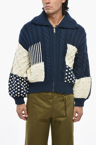 Maglia Con Zip PATCHWORK In Cotone Intrecciato