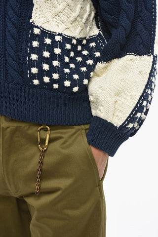 Maglia Con Zip PATCHWORK In Cotone Intrecciato