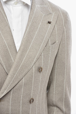 CC COLLECTION Zweireiher-Anzug Aus Schurwolle Mit Streifen Und Spitzenrevers