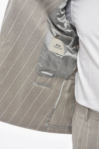 CC COLLECTION Zweireiher-Anzug Aus Schurwolle Mit Streifen Und Spitzenrevers