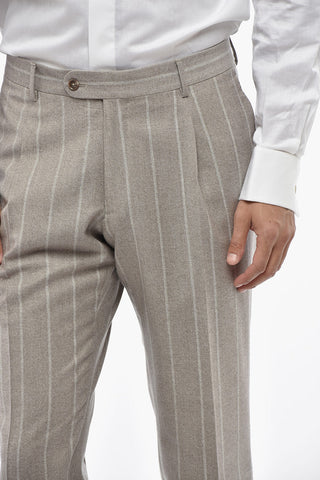 CC COLLECTION Zweireiher-Anzug Aus Schurwolle Mit Streifen Und Spitzenrevers
