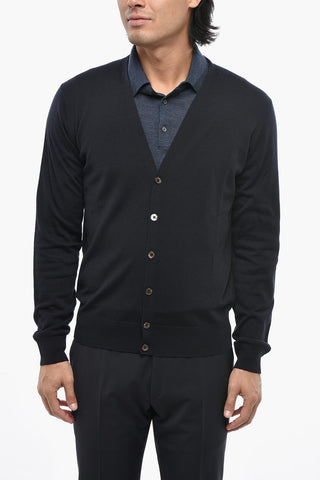 CC COLLECTION Solid Wool V-Neck Cardigan