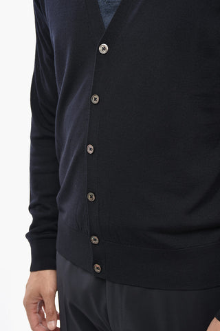 CC COLLECTION Solid Wool V-Neck Cardigan