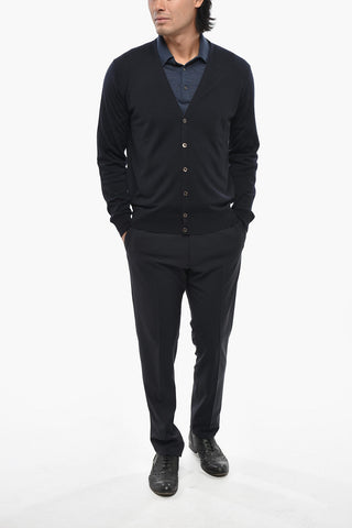 CC COLLECTION Solid Wool V-Neck Cardigan