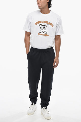 Joggers in Cotone Garzato a Tinta Unita