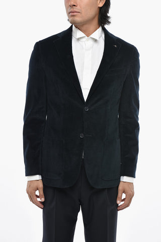 CC COLLECTION Blazer in Velour a Coste con Rever Classico