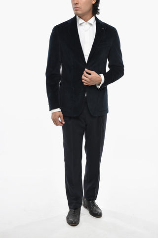 CC COLLECTION Blazer in Velour a Coste con Rever Classico