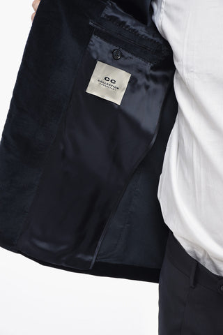 CC COLLECTION Blazer in Velour a Coste con Rever Classico