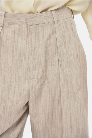 Pantaloni in Misto Seta a Vita Alta con Pince