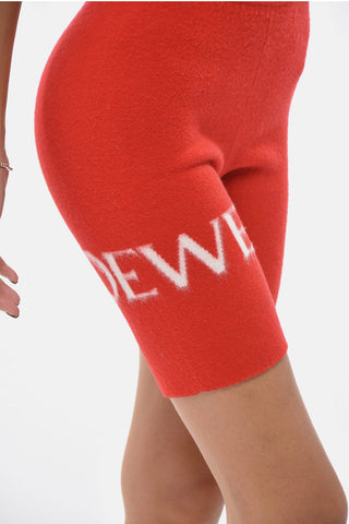 Shorts in Lana con Logo a Contrasto