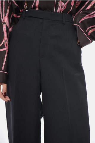 Wool Trousers with Tone-on-Tone Embroidered Logo
