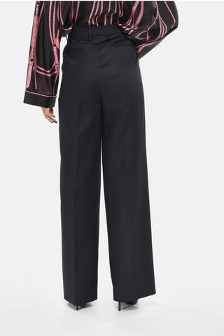 Wool Trousers with Tone-on-Tone Embroidered Logo