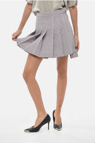 Pleated Checked Mini Skirt