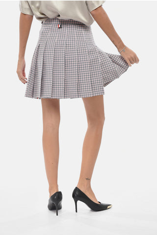 Pleated Checked Mini Skirt