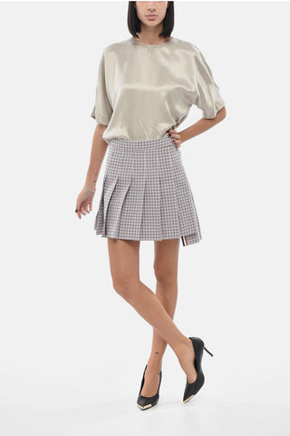 Pleated Checked Mini Skirt
