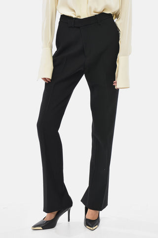 Pantaloni in Lana con Abbottonatura Nascosta