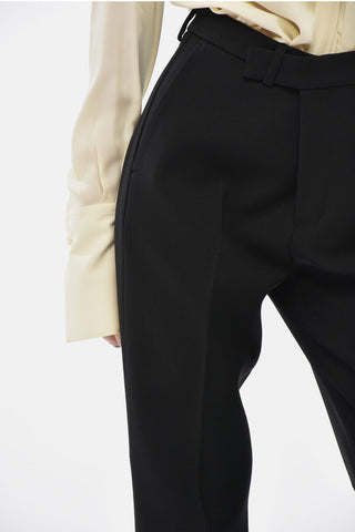 Pantaloni in Lana con Abbottonatura Nascosta