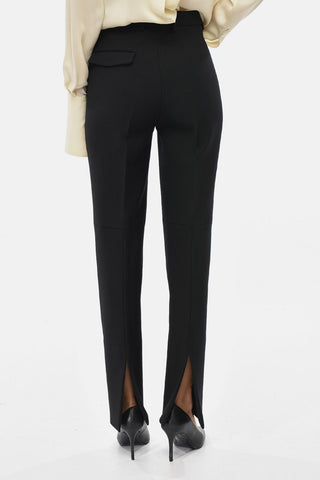 Pantaloni in Lana con Abbottonatura Nascosta