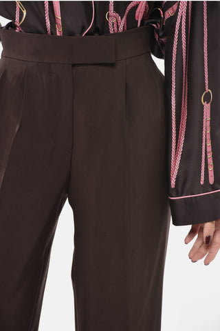 Wide-Leg-Hose mit Doppel-Bundfalten aus Wollmix
