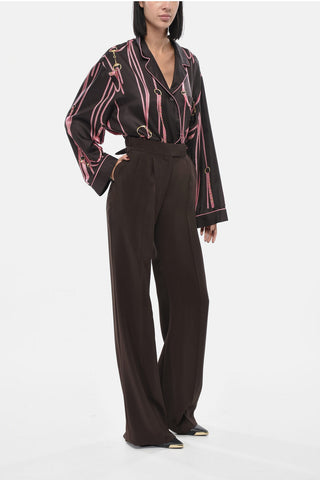Wide-Leg-Hose mit Doppel-Bundfalten aus Wollmix