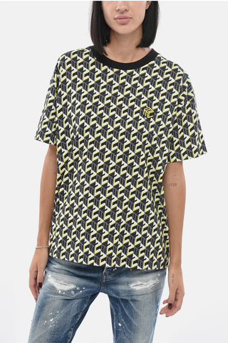 Cotton Crewneck T-Shirt With All-Over Monogram