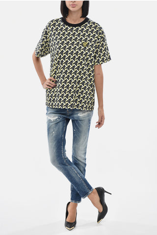 Cotton Crewneck T-Shirt With All-Over Monogram