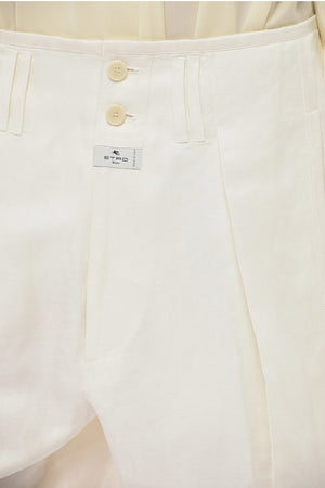 Linen and Silk Wide-Leg Trousers With Pleats