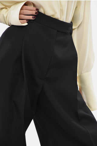 Pantaloni a una Pince in Lana a Vita Alta