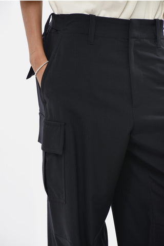 High-Waist Wool Cargo Pants