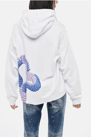 Kapuzensweatshirt Aus Gebürsteter Baumwolle Mit Drachenprint